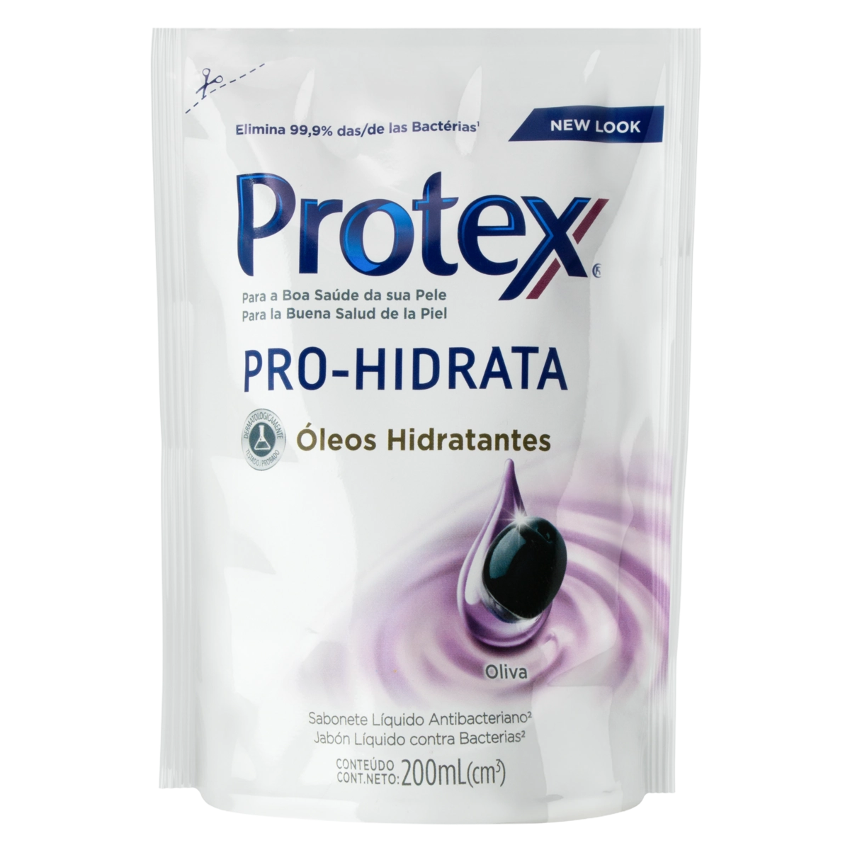 Sabonete Líquido Antibacteriano Oliva Protex Pro Hidrata Sachê 200ml Refil