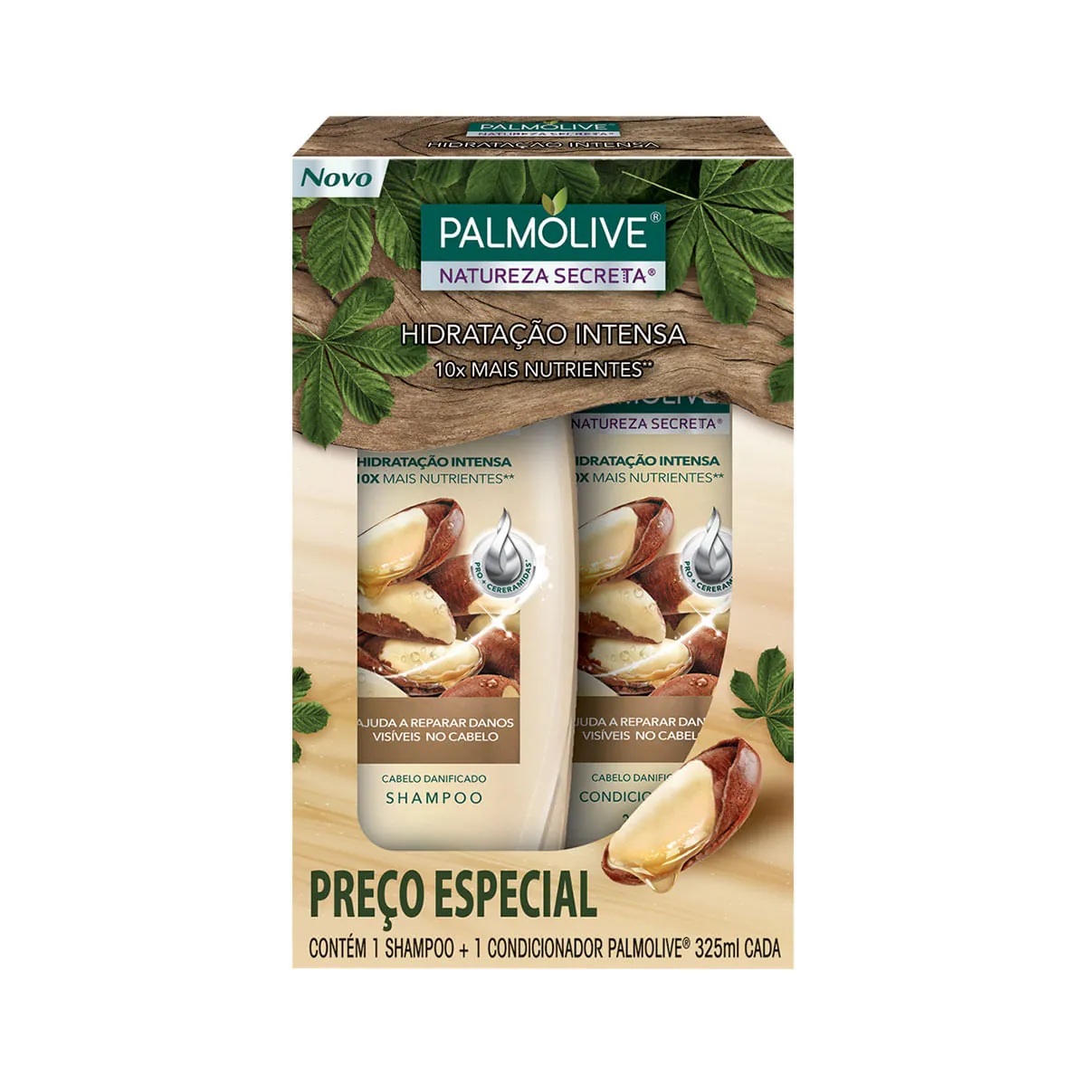 Kit Shampoo Condicionador Palmolive Natureza Secreta Castanha 325ml Cada