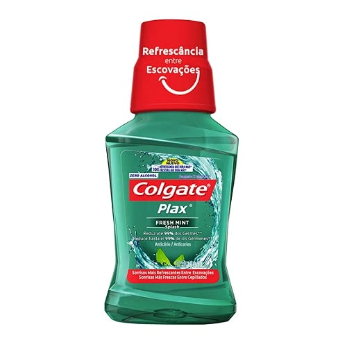 Enxaguante Bucal Zero álcool Fresh Mint Colgate Plax Frasco 180ml