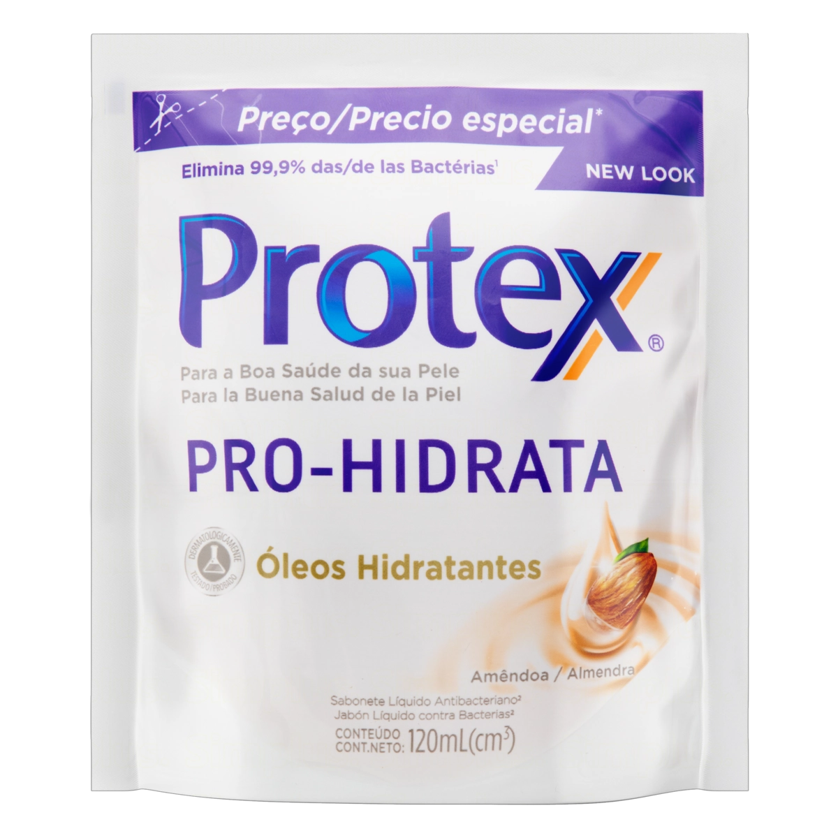 Sabonete Líquido Antibacteriano Amêndoa Protex Pro Hidrata Sachê 120ml Refil