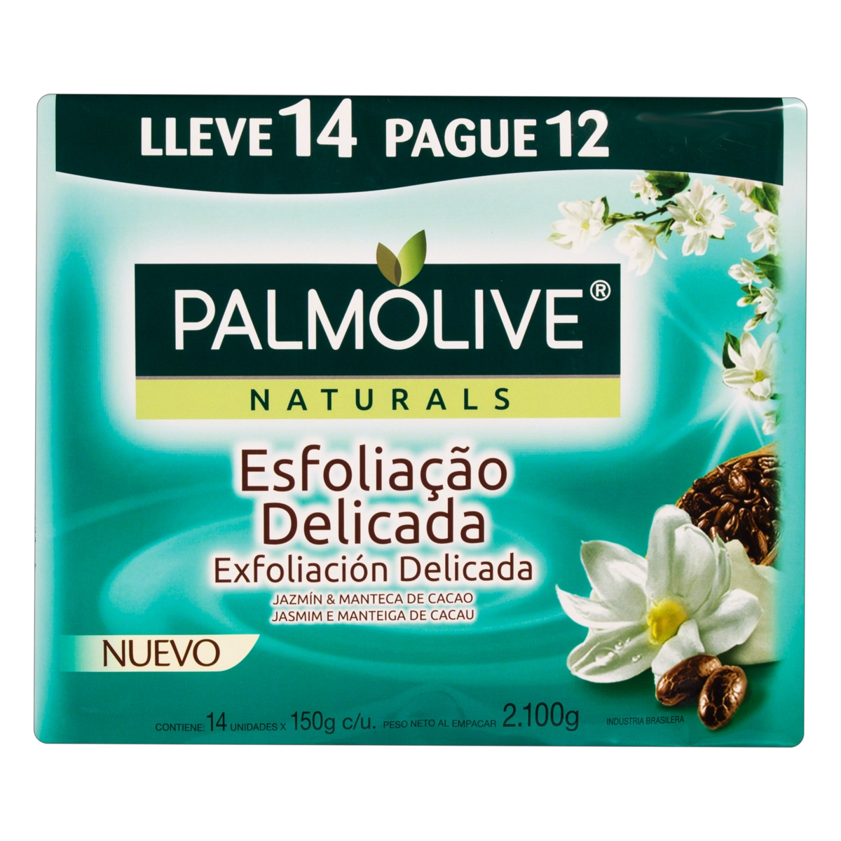 Pack Sabonete Barra Esfoliação Delicada Palmolive Naturals Envoltório 2100g Leve 14 Pague 12 Unidade