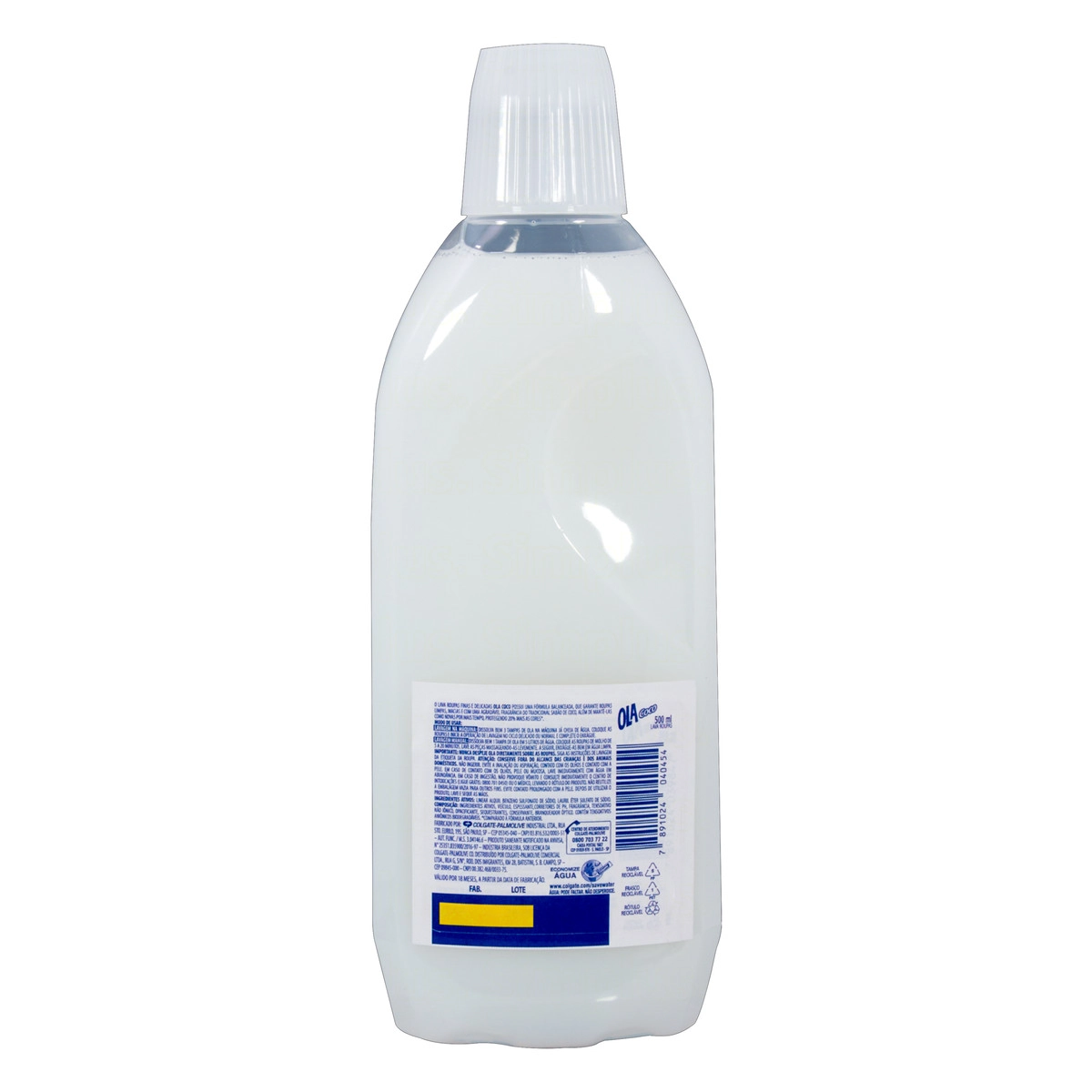 Lava Roupas Líquido Roupas Claras Coco Ola Frasco Leve 500ml Pague 400ml