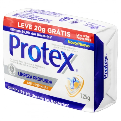 Sabonete Em Barra Antiespinhas Protex Limpeza Profunda Cartucho Leve 125g Pague 105g