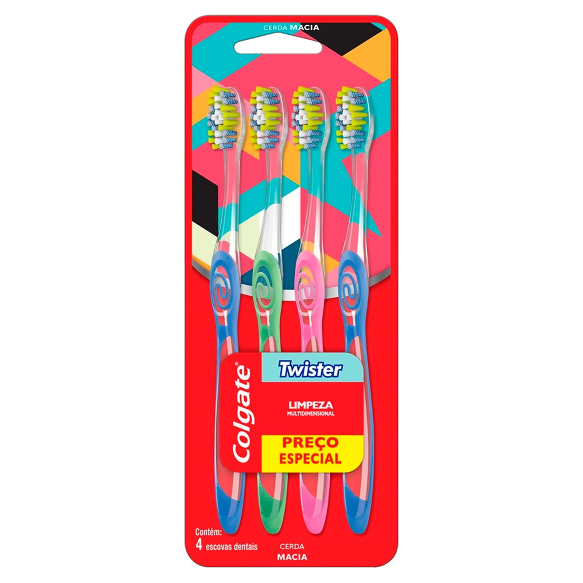 Escova Dental Macia Twister Colgate 4 Unidades