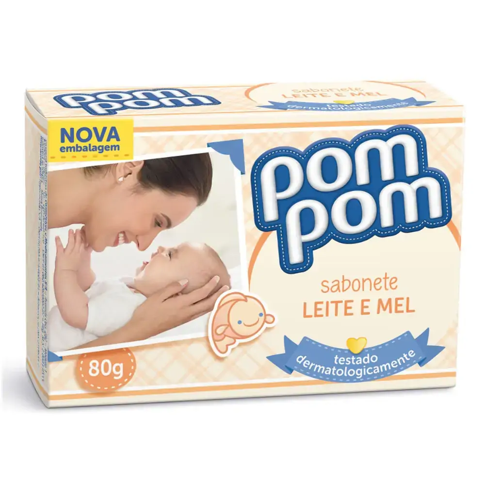 Sabonete Pom Pom Leite E Mel 12x 11121 | Saboneteonete Pom Pom Leite E Mel 90grs