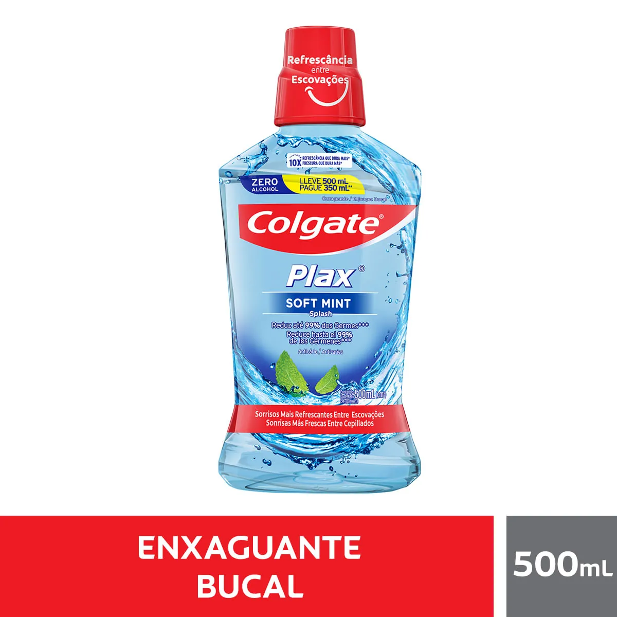 Enxaguante Bucal sem Álcool sem Corante Colgate Plax Soft Mint 500ml