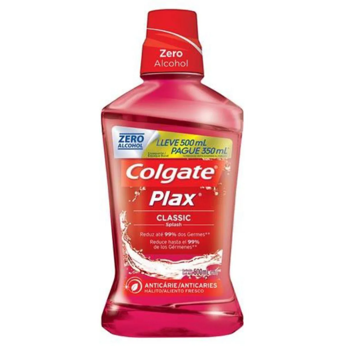 Enxaguante Bucal Anticárie Zero álcool Classic Colgate Plax Frasco Leve 500ml Pague 350ml