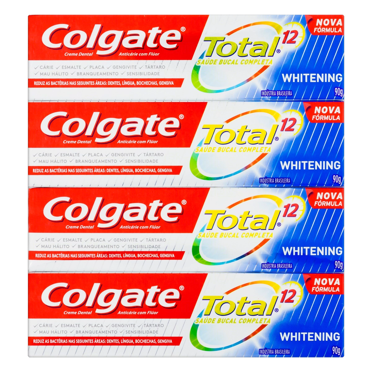 Pack Creme Dental Whitening Colgate Total 12 Caixa 4 Unidades 90g Cada
