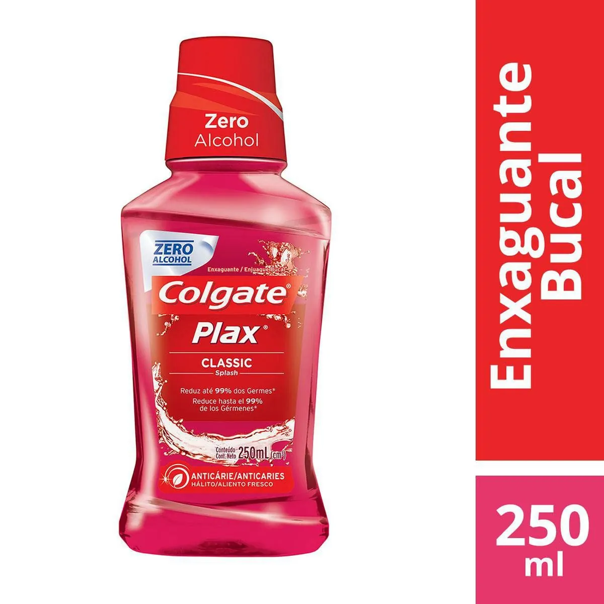Enxaguante Bucal Anticárie Zero álcool Classic Colgate Plax Frasco 250ml