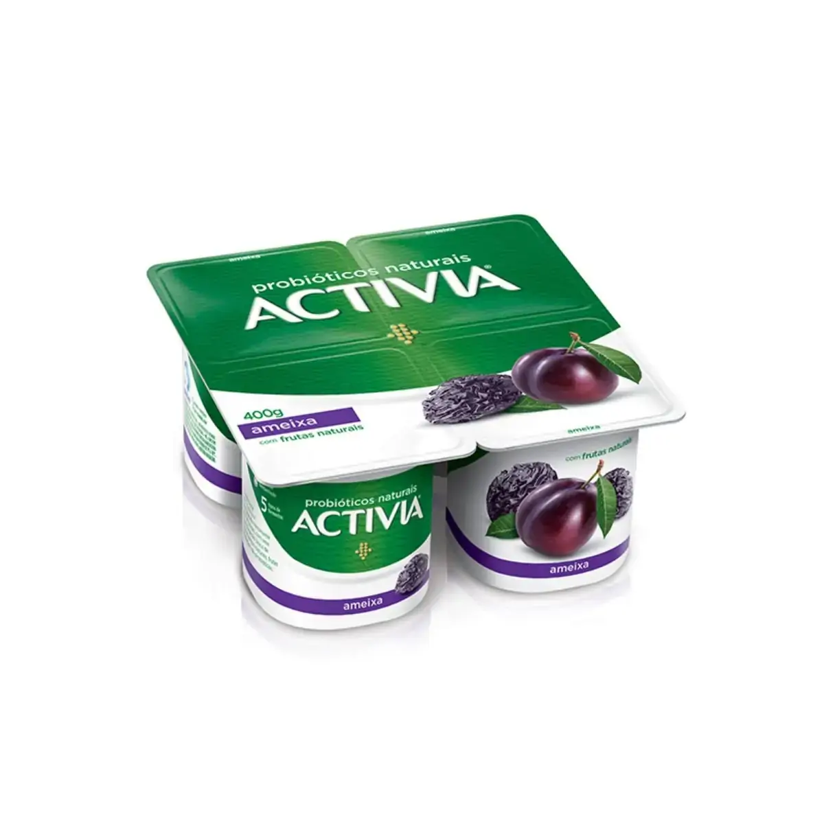 Leite Fermentado Ameixa Activia Bandeja 400g 4 Unidades