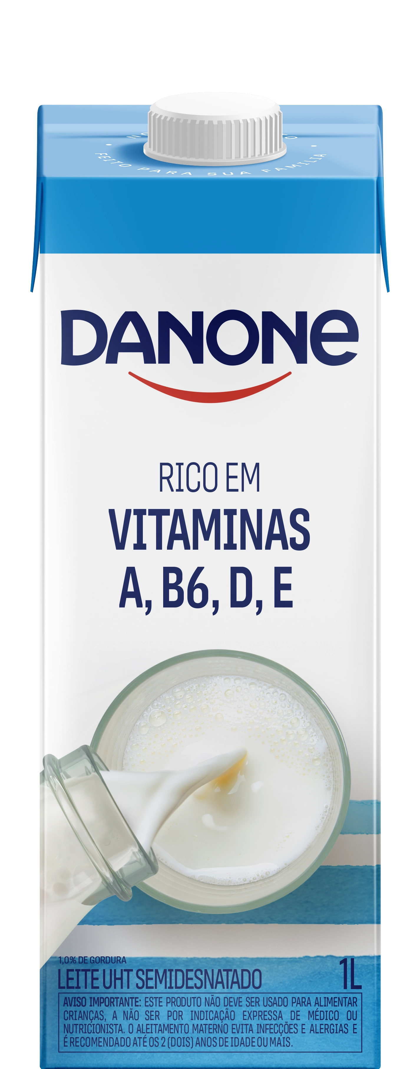 Leite UHT Semidesnatado Danone Caixa com Tampa 1l