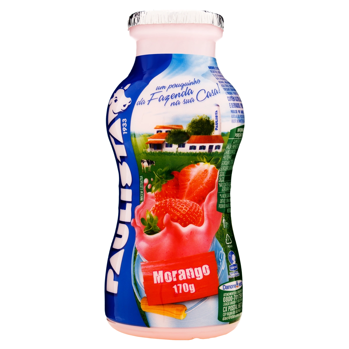 Bebida Láctea Fermentada Morango Paulista Frasco 170g