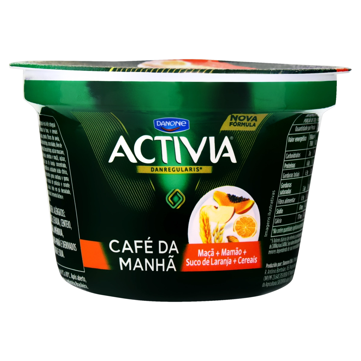 Leite Fermentado Maçã, Mamão, Suco De Laranja E Cereais Activia Pote 170g