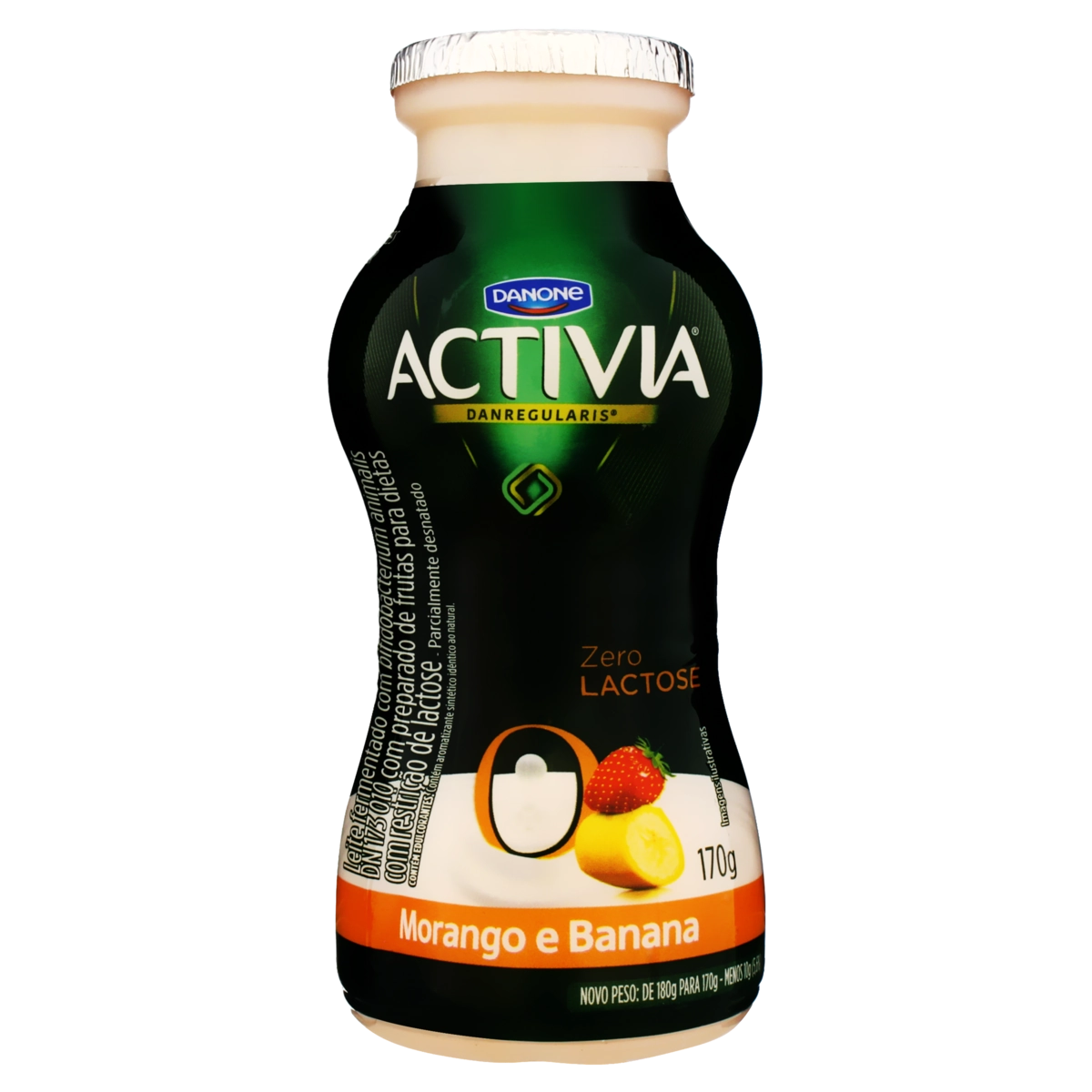 Leite Fermentado Parcialmente Desnatado Morango E Banana Zero Lactose Activia Frasco 170g