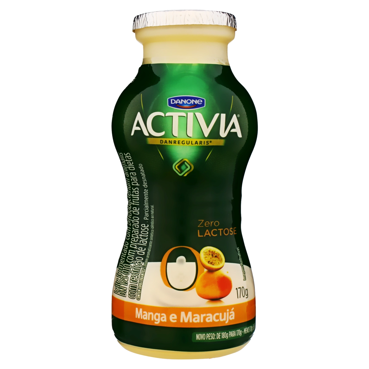 Leite Fermentado Parcialmente Desnatado Manga E Maracujá Zero Lactose Activia Frasco 170g