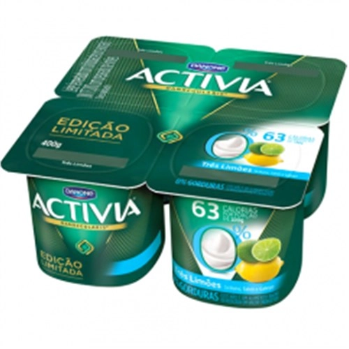 Leite Ferm Activia C/4 Zero Tres Limoes 400g