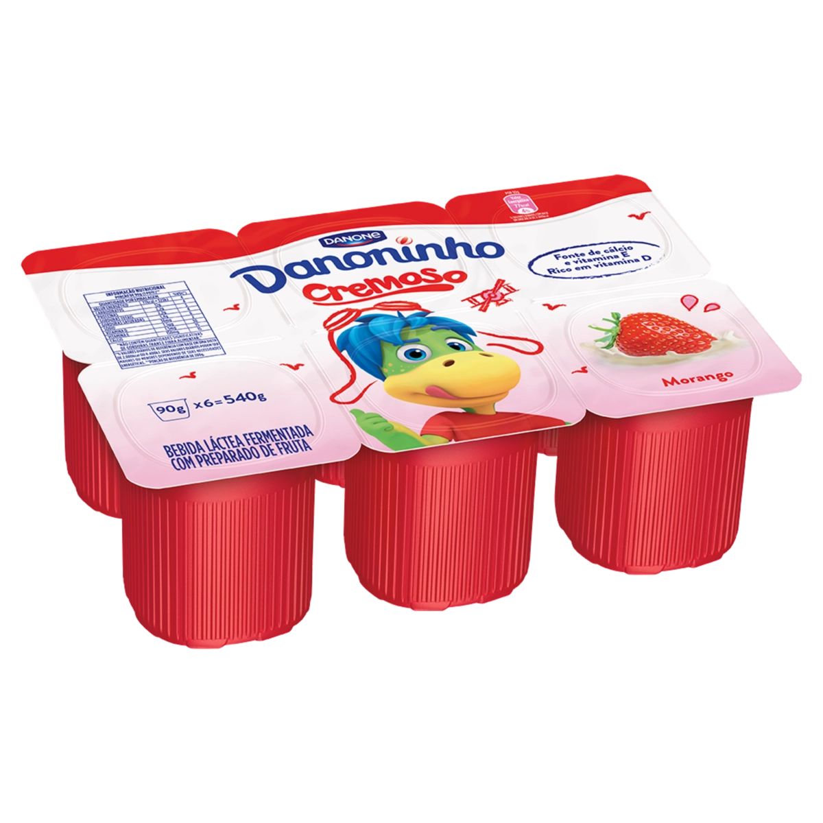 Bebida Láctea Fermentada Morango Danoninho Bandeja 540g 6 Unidades