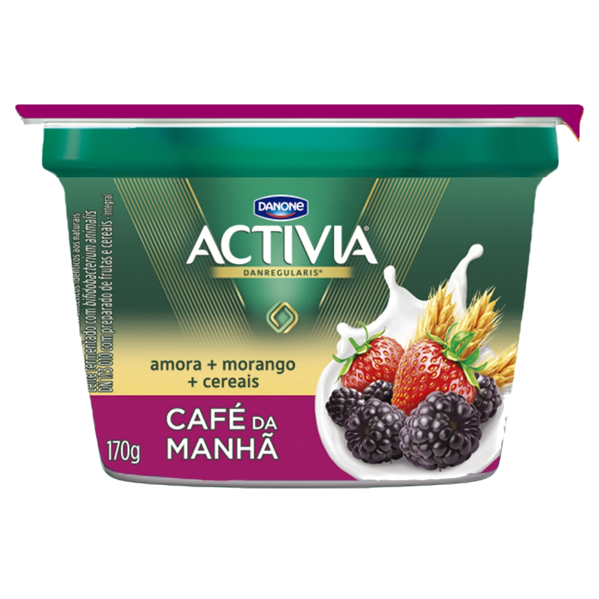 Leite Fermentado Morango, Amora E Cereais Activia Pote 170g