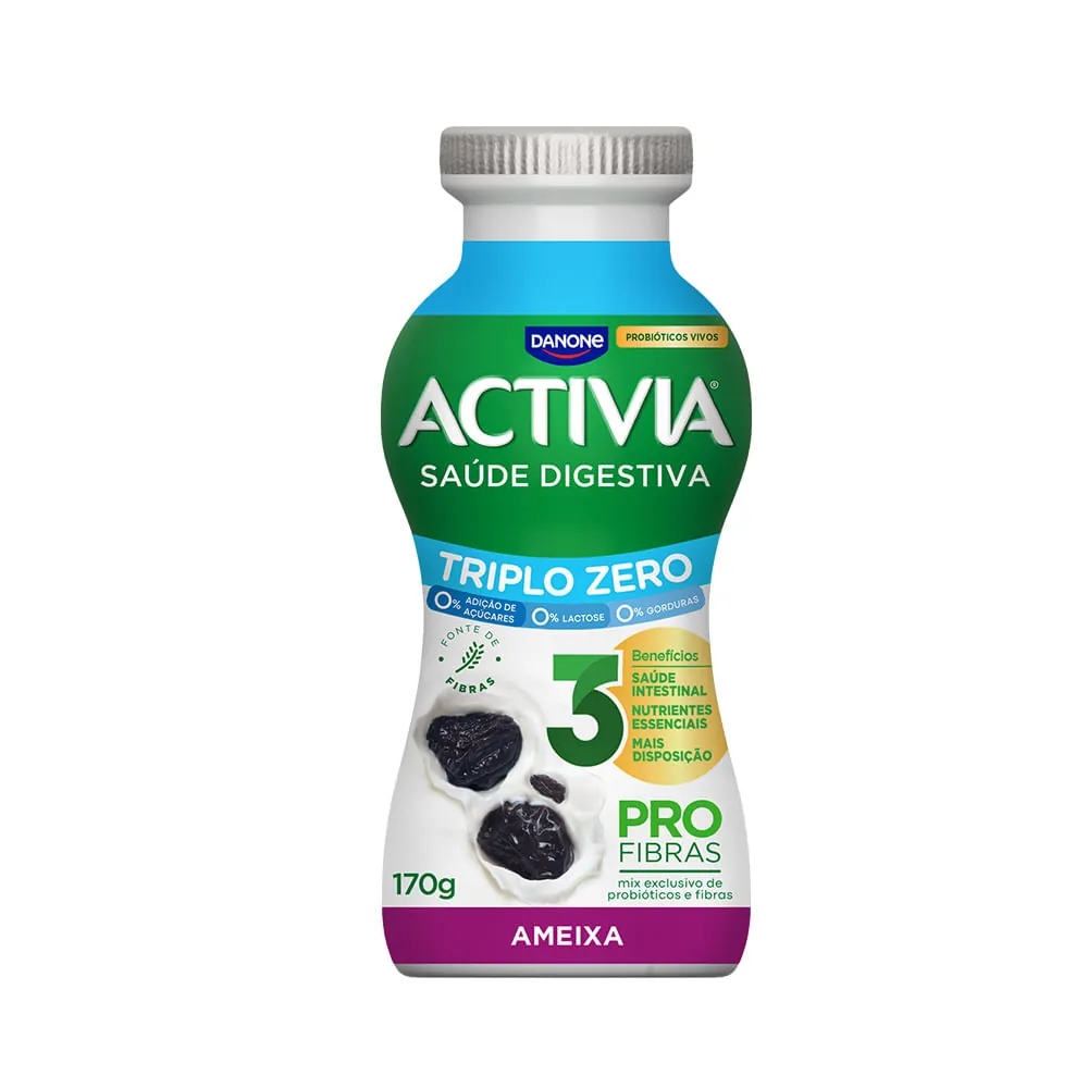 Leite Fermentado Desnatado Light Zero Lactose Sabor Ameixa Activia Zero 170g