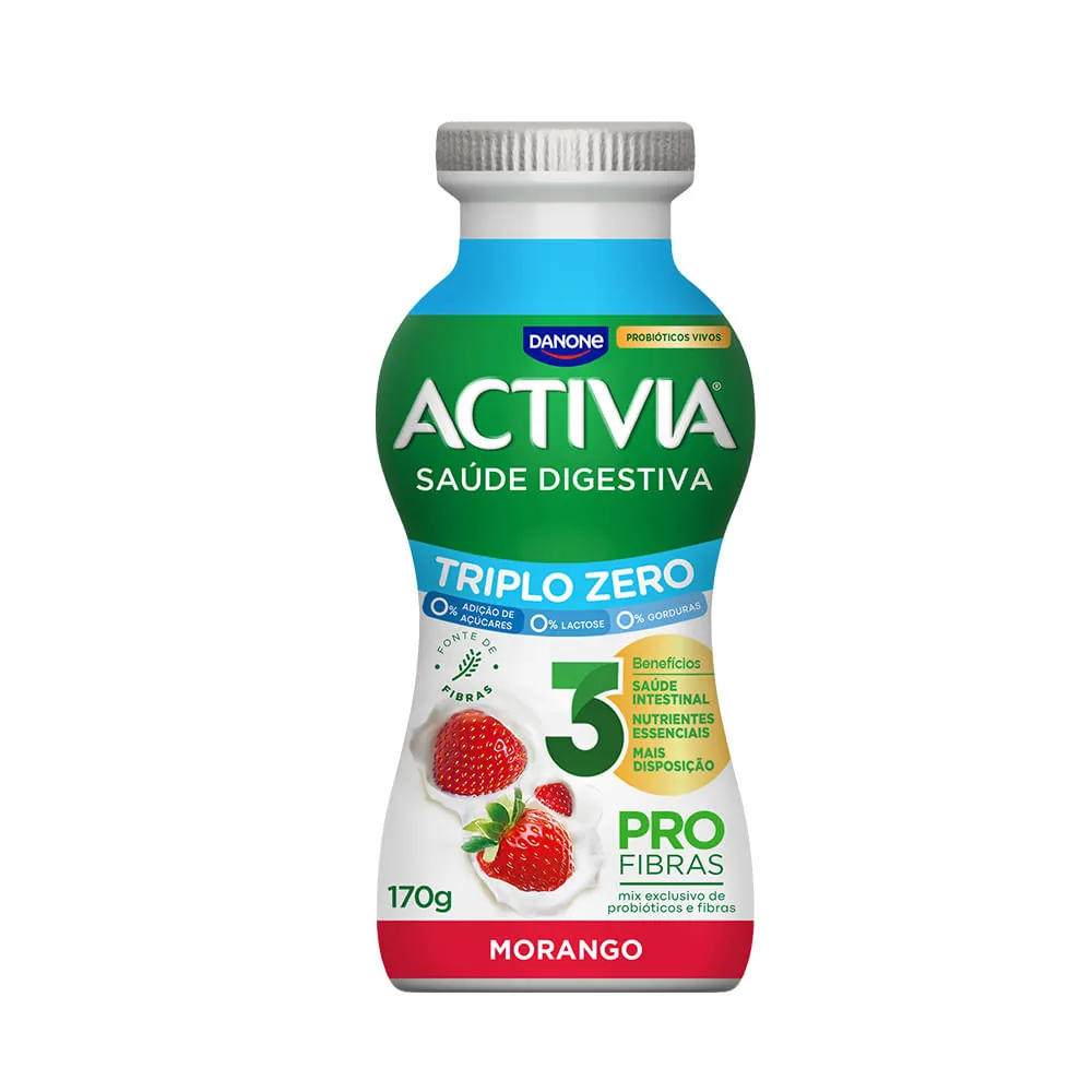 Leite Fermentado Desnatado Light Zero Lactose Sabor Morango Activia Zero 170g