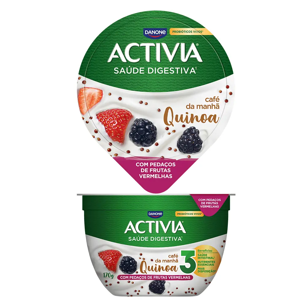 Leite Fermentado Integral Sabor Quinoa & Frutas Vermelhas Activia Café da Manhã 170g