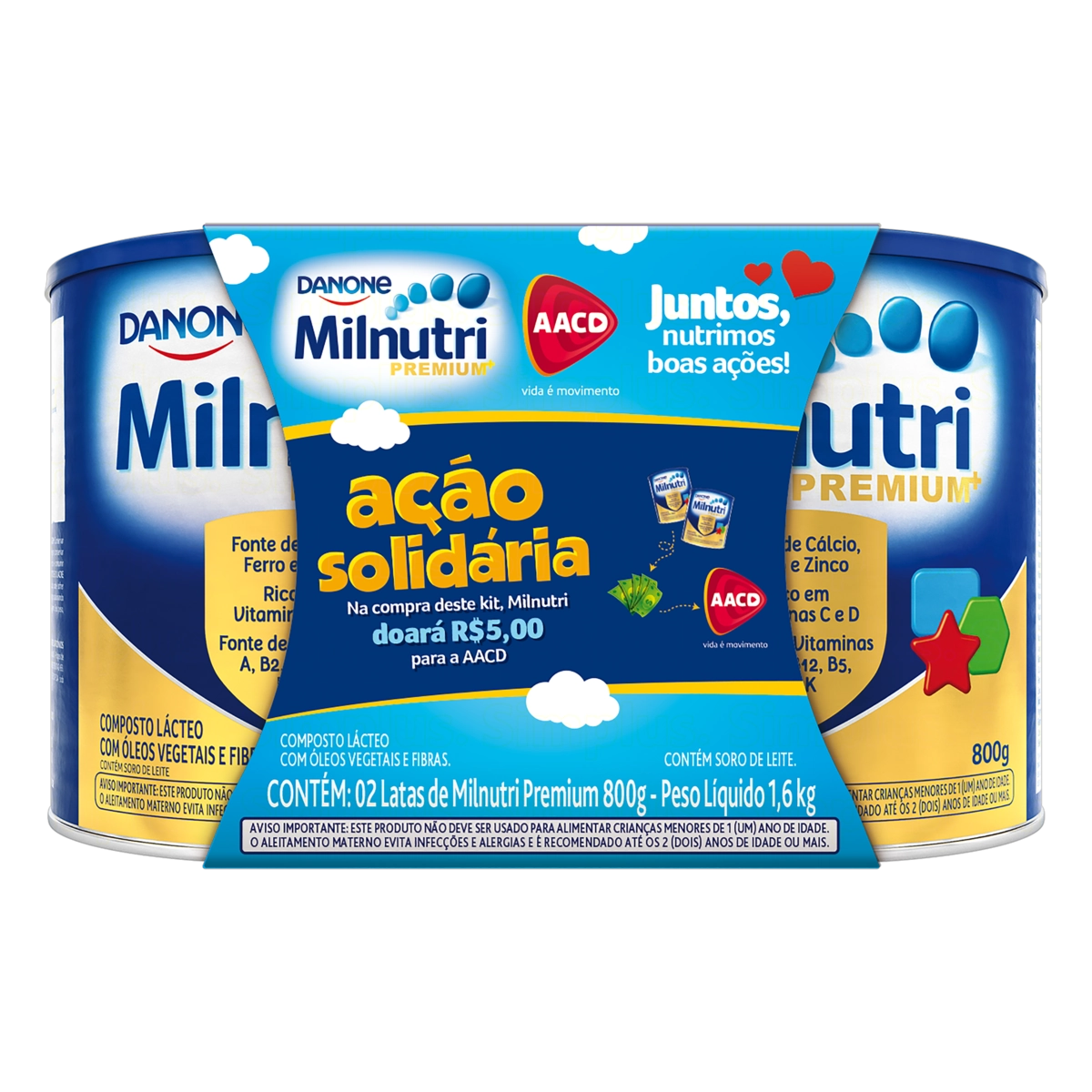 Pack Composto Lácteo Premium Milnutri Lata 1,6kg 2 Unidades