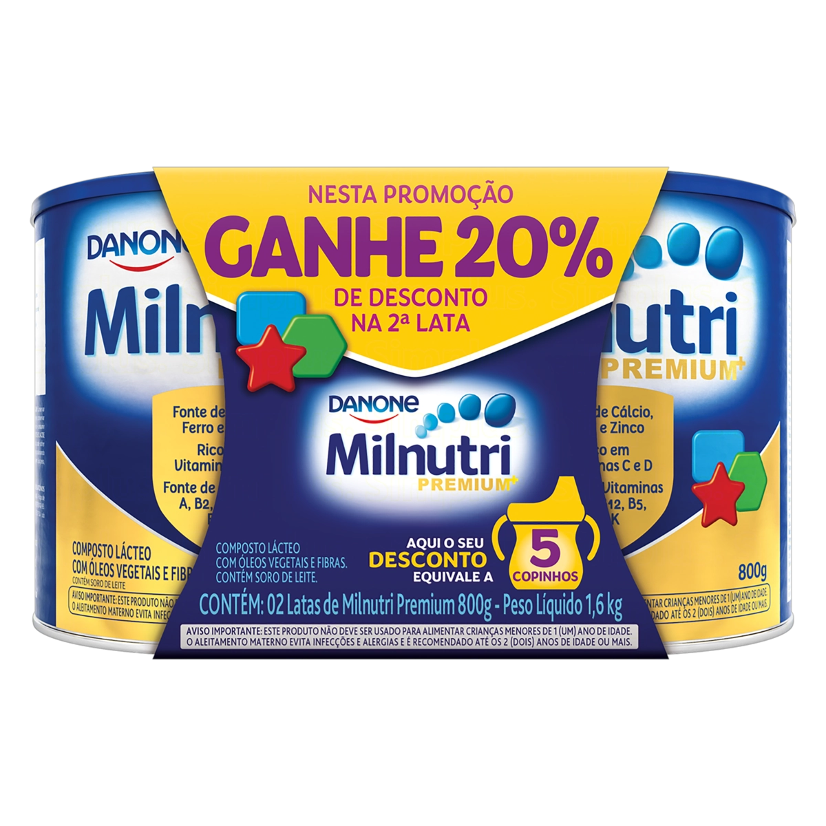 Pack Composto Lácteo Premium Milnutri Lata 1,6kg 2 Unidades Grátis 20 De Desconto Na 2 Lata