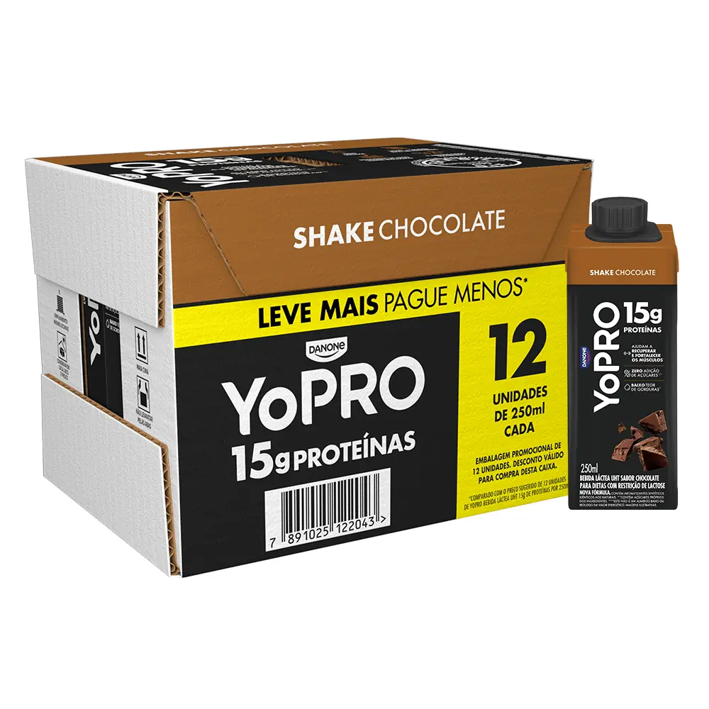 Bebida Prot 15GP Whey YoPRO Chocolate 12Unidades 250ML