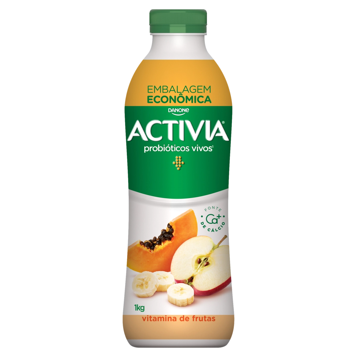 Leite Fermentado Parcialmente Desnatado Vitamina de Frutas Activia Garrafa 1kg Leve Mais Pague Menos
