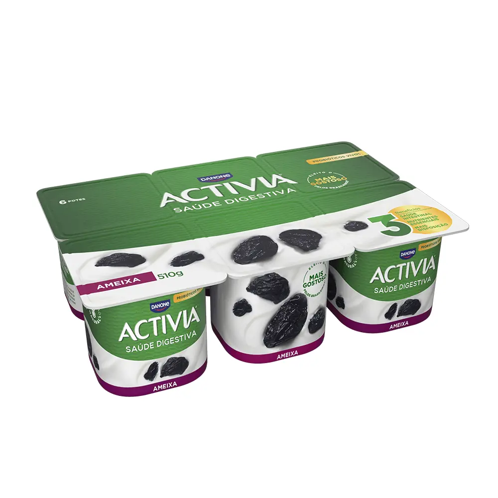 Leite Fermentado Integral Sabor Ameixa Activia 510g 6 Unidades