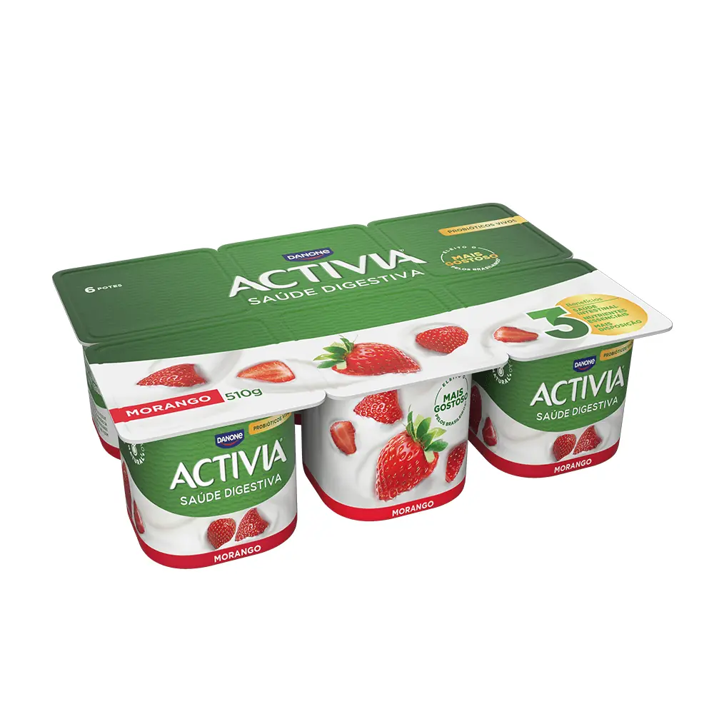 Leite Fermentado Integral Sabor Morango Activia 510g 6 Unidades