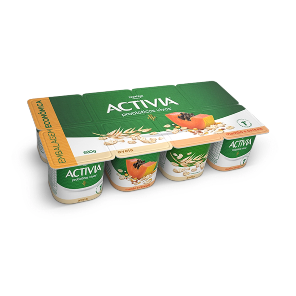 Activia Polpa Mamão e Cereais 680g 8 unidades