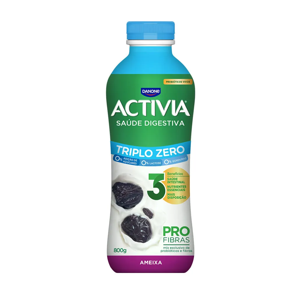Leite Fermentado Desnatado Zero Lactose Sabor Ameixa Activia Zero 800g