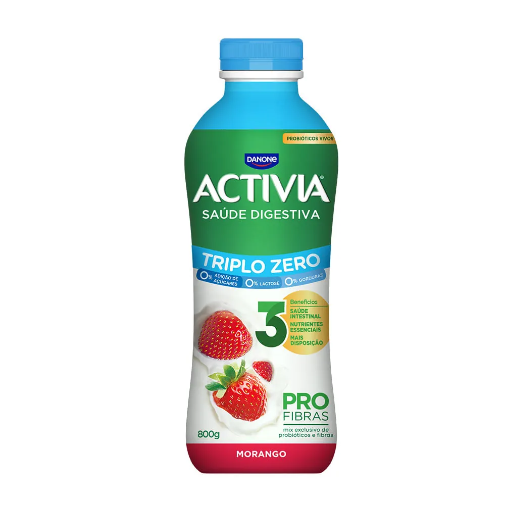 Leite Fermentado Desnatado Zero Lactose Sabor Morango Activia Zero 800g