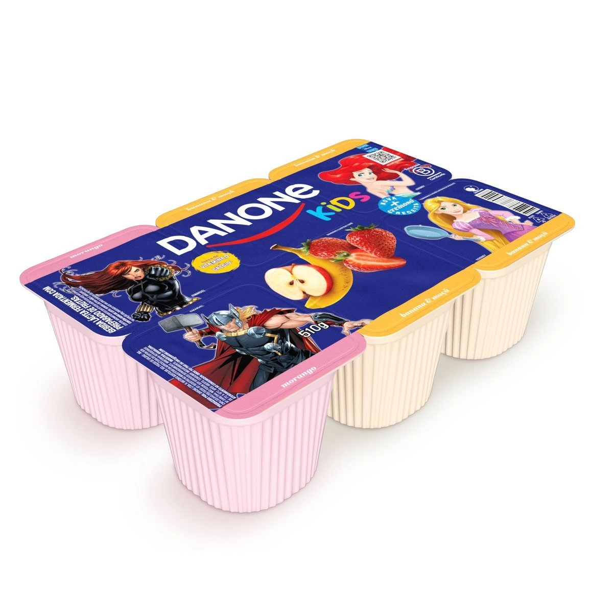 Bebida Láctea Fermentada Morango + Banana & Maçã Danone Kids Bandeja 510g 6 Unidades