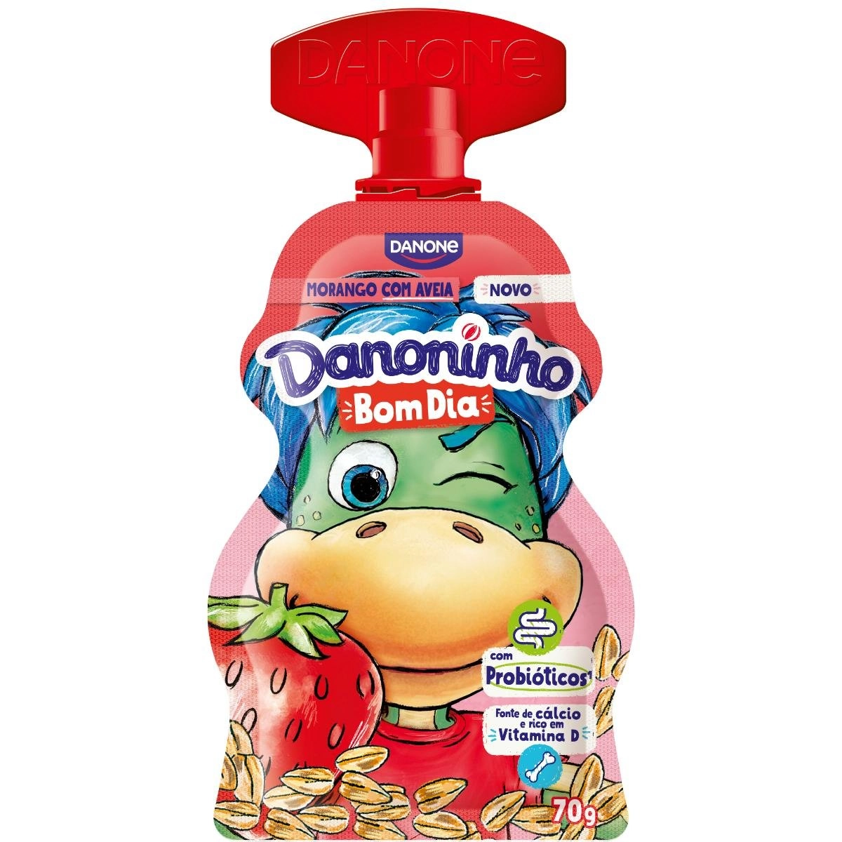 Iogurte Integral Morango Com Aveia Danoninho Bom Dia Squeeze 70g