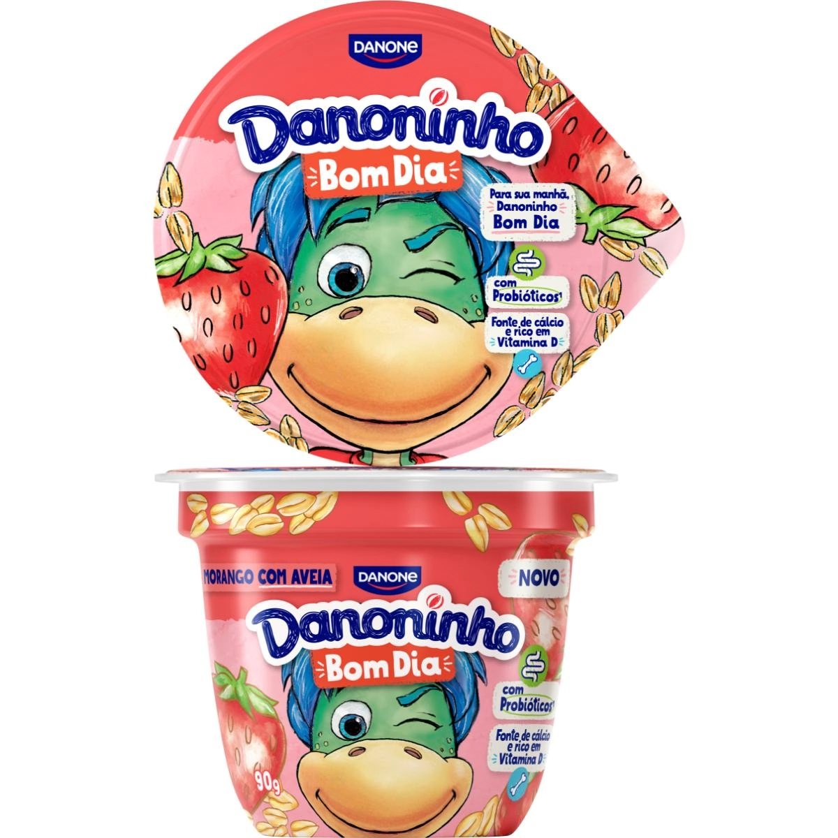 Iogurte Integral Morango Com Aveia Danoninho Bom Dia Pote 90g