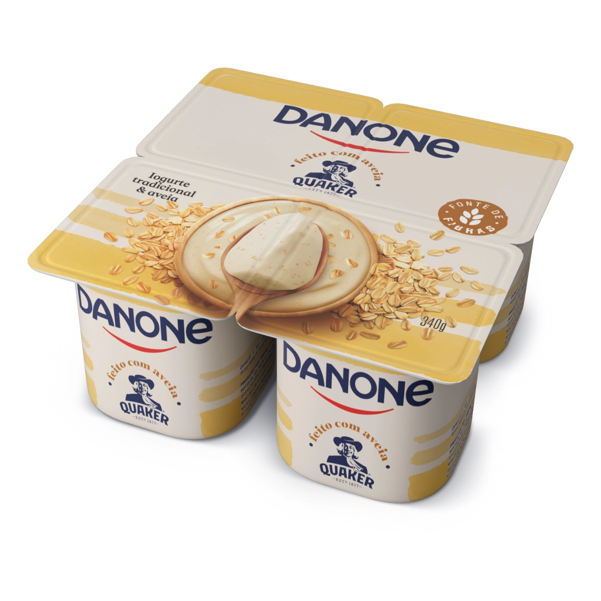 Iogurte Integral Tradicional & Aveia Danone Bandeja 340g 4 Unidades