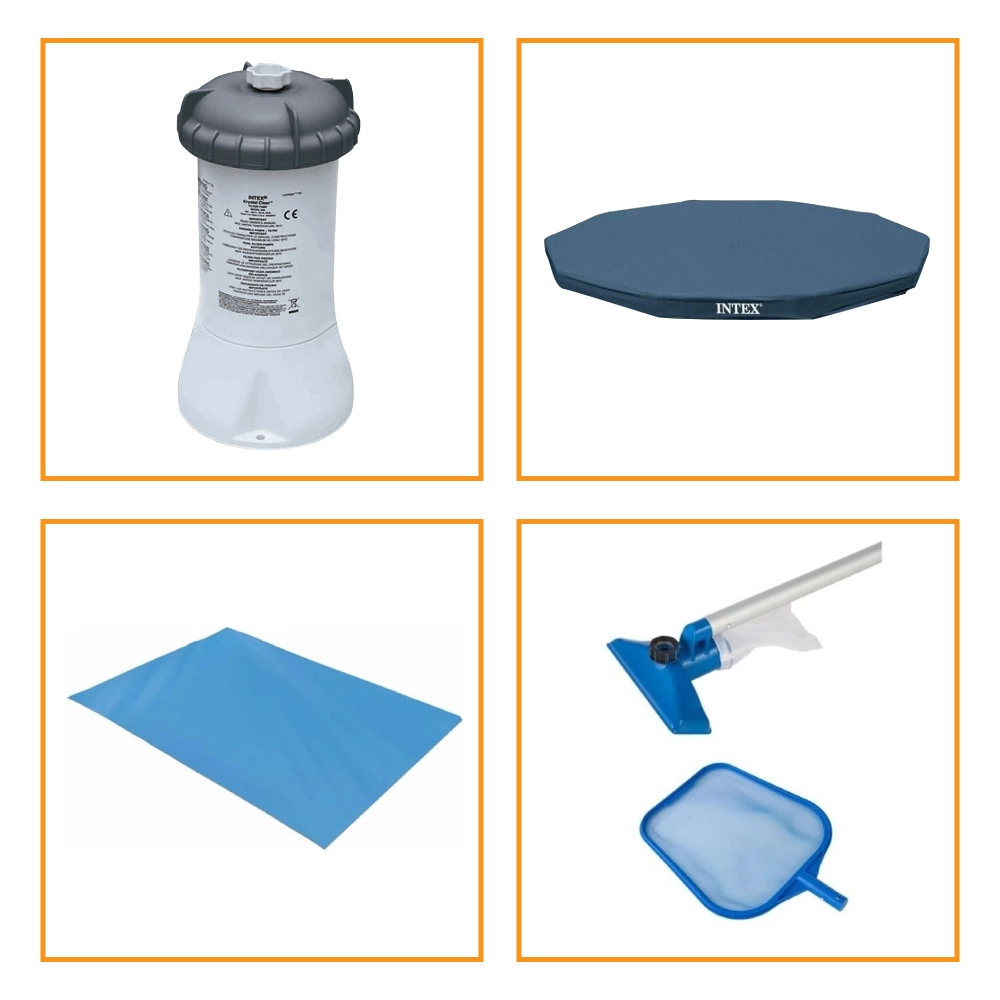 Kit Filtro 2.006 Litros/hora 220v + Capa 366 Estrutural + Forro E Kit Limpeza Intex