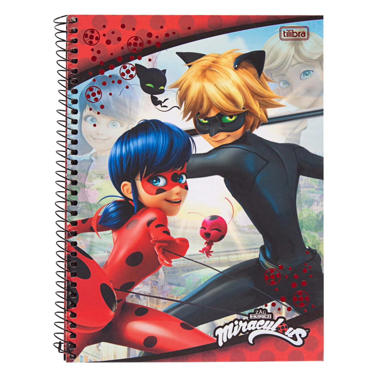 Caderno Capa Dura Espiral Miraculous Tilibra 200mm X 275mm 96 Folhas