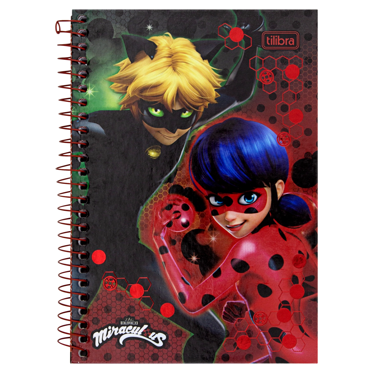 Caderno Capa Dura Espiral Miraculous Tilibra 140mm X 200mm 96 Folhas