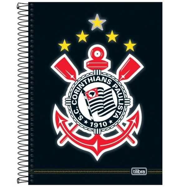 Universitário Espiral Dura Tilibra Corinthians 10 Matérias 200 Folhas