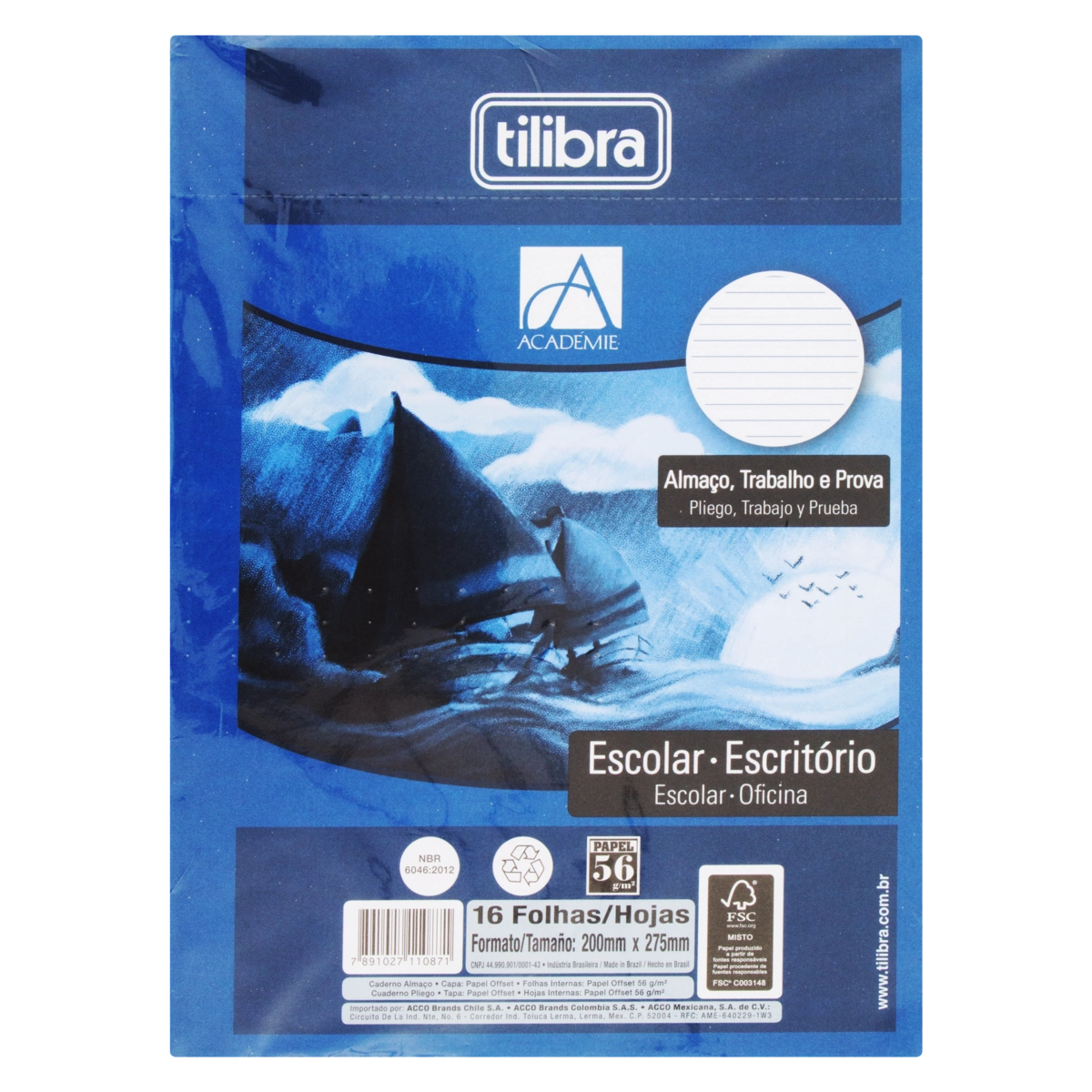 Papel Almaço Tilibra 200mm X 275mm 16 Folhas