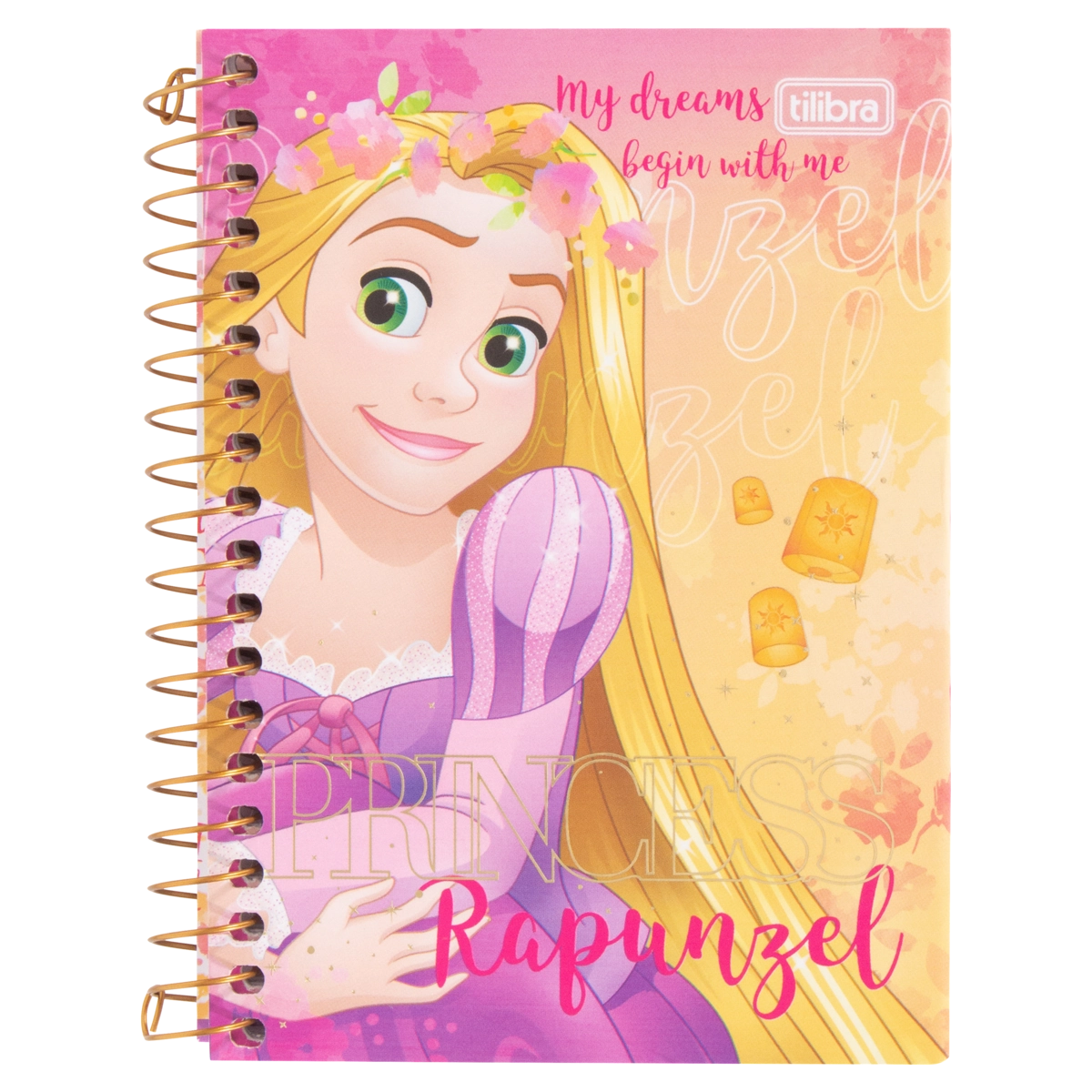 Caderneta Capa Dura Espiral Rapunzel Tilibra Princesas 110mm X 154mm 96 Folhas