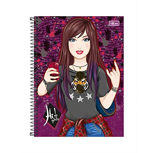 Caderno Capa Dura Espiral Hi Girls Tilibra 200mm X 275mm 200 Folhas
