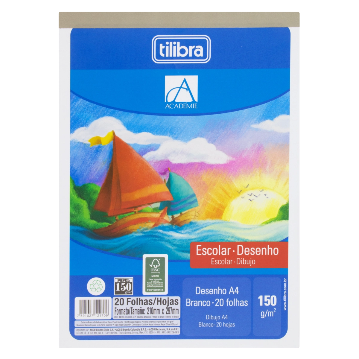 Caderno De Desenho Capa Colada Académie Tilibra 210mm X 297mm 20 Folhas