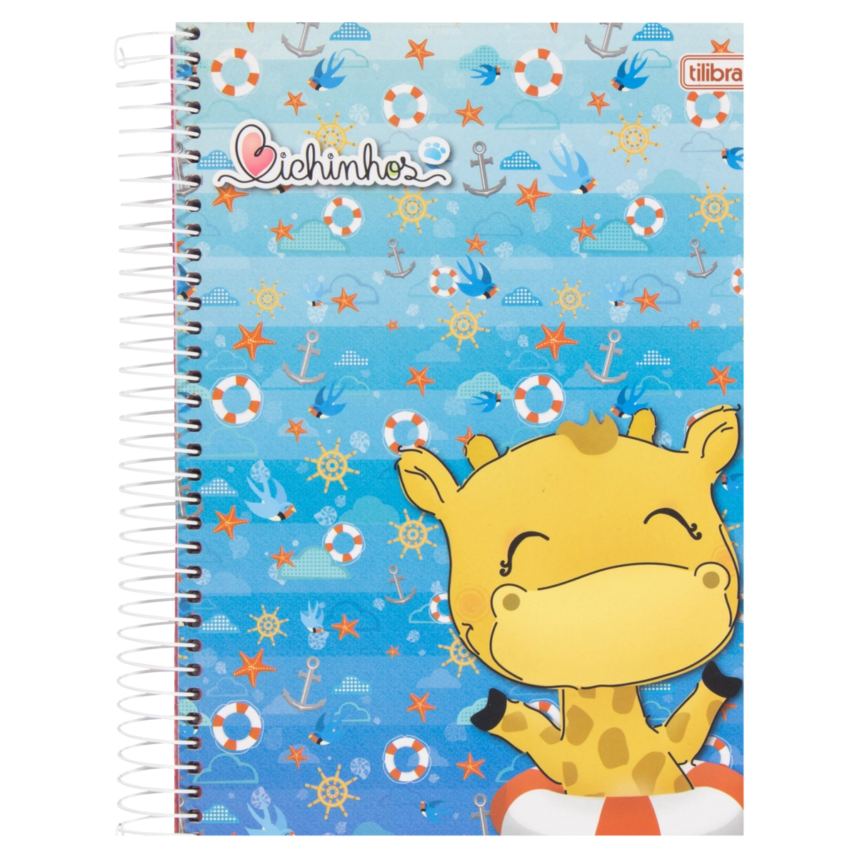 Caderno Capa Dura Espiral Girafa Bichinhos Tilibra 200mm X 275mm 200 Folhas