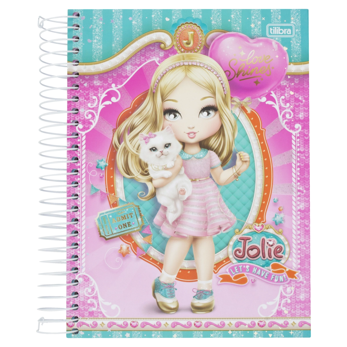 Caderno Capa Dura Espiral Lets Have Fun Jolie Tilibra 200mm X 275mm 320 Folhas