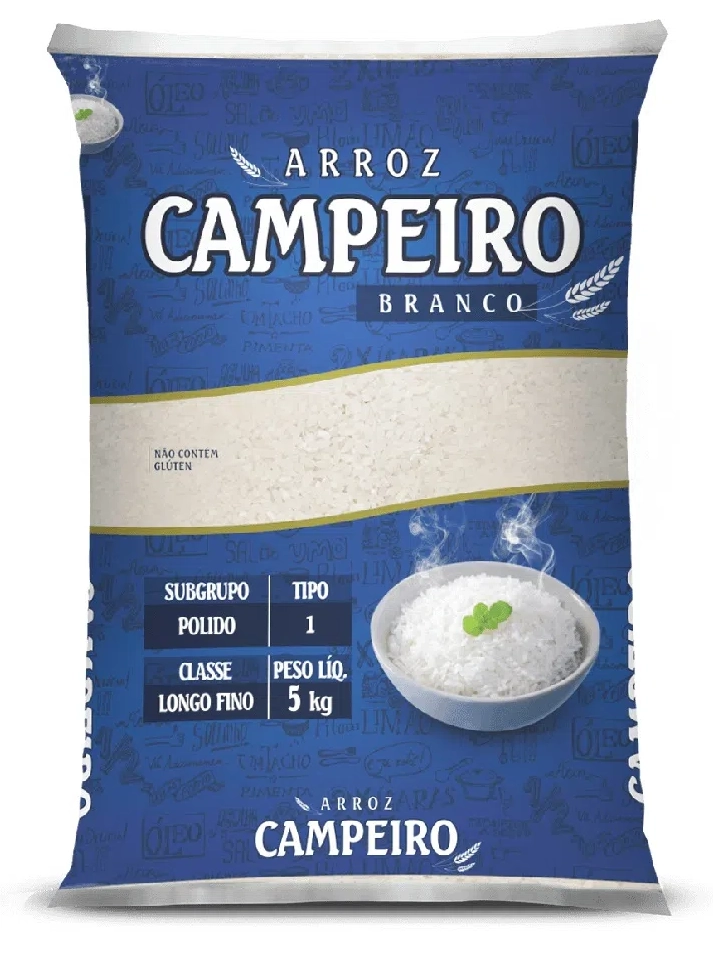 Arroz Branco Tipo 1 Campeiro Pacote 5kg
