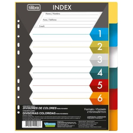 Divisoria Fichario 6 Materias 29g Tilibra